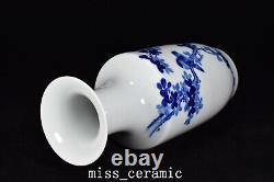 11 Chinese Old Antique Porcelain qing dynasty Blue white flower bird Vase