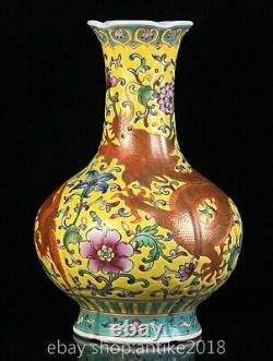 11 Old Chinese Qing Qianlong Enamel Color Porcelain Gild Dragon Phoenix Vase