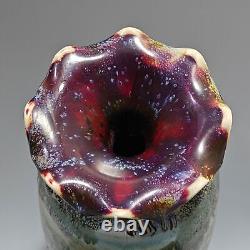 11China Old song Porcelain jun kiln gilt Fambe landscape Flower mouth vase