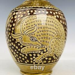 12.2 Old Antique Chinese Porcelain Song dynasty ding kiln cyan glaze deer Vase