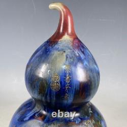 12.2 old antique song dynasty guan kiln jun porcelain gilt gourd rewarded vase