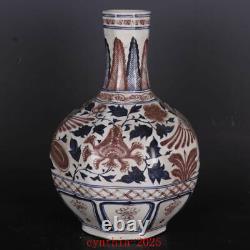 12.2Chinese antique Porcelain ming Blue & white Phoenix lines vase