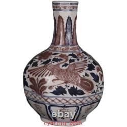 12.2Chinese antique Porcelain ming Blue & white Phoenix lines vase