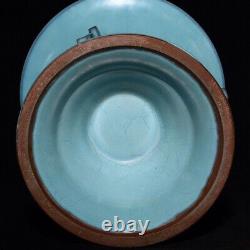 12.4 Chinese Old Antique Porcelain song dynasty jun kiln cyan glaze Vase