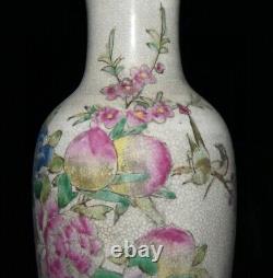 12.5 old antique qing dynasty daoguang mark porcelain flower bird pattern vase