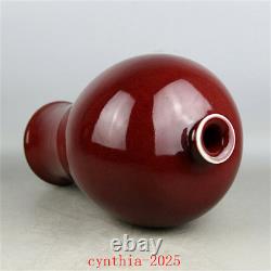 12.5Chinese antique Porcelain Qing Dynasty red glaze Pulm vase