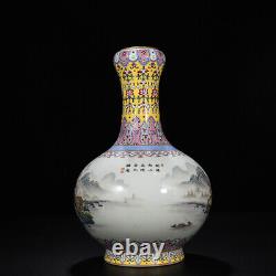 12.6 Chinese Porcelain qing dynasty yongzheng mark famille rose landscape Vase