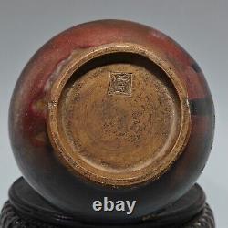 12.6 Old song dynasty jun Porcelain Ceramic glaze carved Chinese mark gilt vase