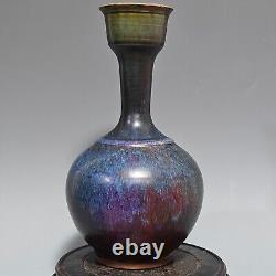 12.6 Old song dynasty jun Porcelain Ceramic glaze carved Chinese mark gilt vase