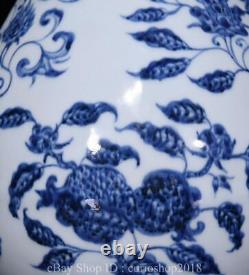 12.8 Xuande Marked Chinese Blue White Porcelain Jade Pot Spring Bottle Pair