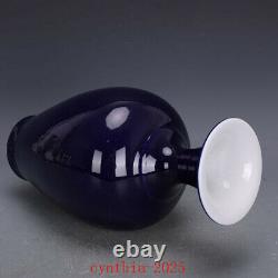 12.8Chinese antique Porcelain Qing qianlong gemstone blue glaze carp vase