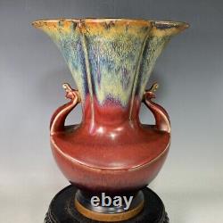 12.9 china antique song dynasty guan kiln lujun Porcelain double phoenix vase