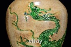 12.9 china old antique yuan dynasty porcelain carved dragon pattern pulm vase