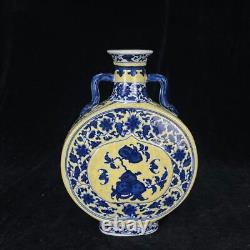 12 Antique dynasty Porcelain qianlong mark Blue white flowers plants Fruit vase