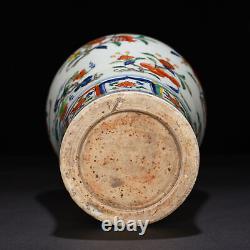 12 China old dynasty Porcelain xuande mark wucai Branch flower Fruits plum vase