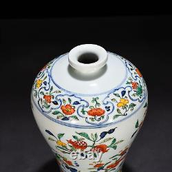 12 China old dynasty Porcelain xuande mark wucai Branch flower Fruits plum vase