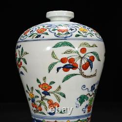 12 China old dynasty Porcelain xuande mark wucai Branch flower Fruits plum vase