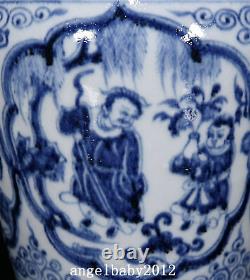 12 Chinese Antique Porcelain Yuan dynasty Blue white man flower crane Pulm Vase