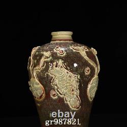 12 Chinese Antique Porcelain Yuan dynasty Underglaze red fish algae Pulm Vase