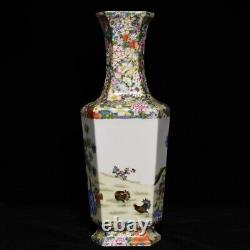 12 Chinese Porcelain Qing dynasty qianlong mark famille rose chicken peony Vase