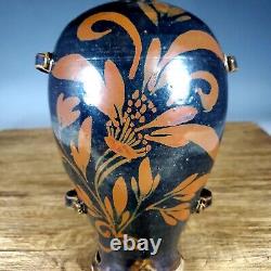 12 Chinese Porcelain Song dynasty jiexiu kiln Black glaze flower Four ear Vase