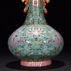 12 Chinese Porcelain qing dynasty qianlong mark famille rose dragon lotus Vase