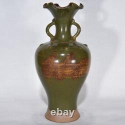 12 Chinese Porcelain song dynasty jun kiln cyan Ice crack double ear lace Vase