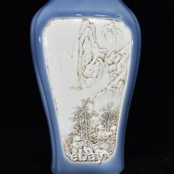 12 Old Antique Chinese Porcelain qing dynasty mark blue glaze landscape Vase
