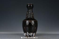 12 Old Antique Chinese Porcelain song dynasty ding kiln Black glaze flower Vase