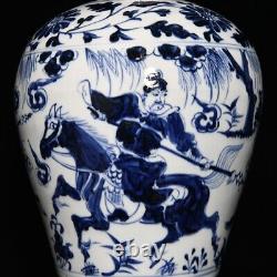 13.2 China Antique yuan dynasty Porcelain Blue white character story plum vase