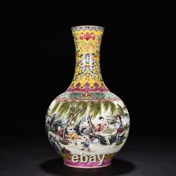 13.3 china antique qing dynasty qianlong mark porcelain colour enamels bottle