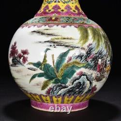 13.3 china antique qing dynasty qianlong mark porcelain colour enamels bottle