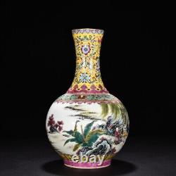 13.3 china antique qing dynasty qianlong mark porcelain colour enamels bottle