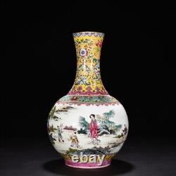 13.3 china antique qing dynasty qianlong mark porcelain colour enamels bottle