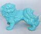 13.5 Vintage Chinese Or Japanese Style Turquoise Blue Porcelain Foo Dog / Lion