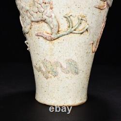 13.5 china antique yuan dynasty underglaze red porcelain dragon pattern vase