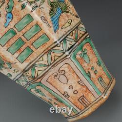 13.77 China Porcelain Ming Dynasty Hongzhi Multicolored Crane Pattern Pulm Vase