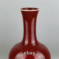 13.7Chinese antique Porcelain Qing Dynasty red glaze Appreciation vase