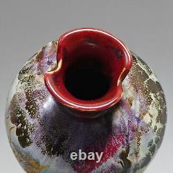 13.8 China Old song dynasty Porcelain jun kiln Fambe landscape gilt Dragon vase