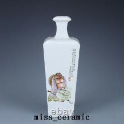 13.8 Chinese Old Antique Porcelain Qing dynasty famille rose LuoHan Vase