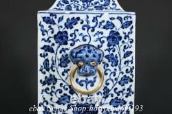 13.8 Qianlong Chinese blue white Enamel porcelain flower bird Double Vase