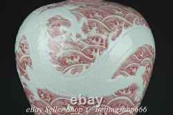 13.8 Yongzheng Marked Chinese Glaze Porcelain Dragon Plum Bottle Vase