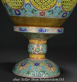 14.4 Qianlong Marked Chinese Colour enamels Porcelain Flower Lamp Pair