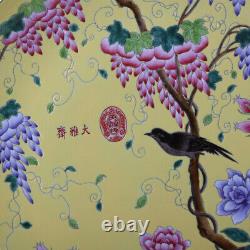 14.6 Antique Chinese Porcelain dynasty mark wucai peony flower bird Grape Plate