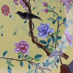 14.6 Antique Chinese Porcelain dynasty mark wucai peony flower bird Grape Plate