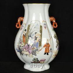 14.6Antique dynasty Porcelain qianlong mark colour enamels character story vase