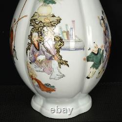 14.6Antique dynasty Porcelain qianlong mark colour enamels character story vase