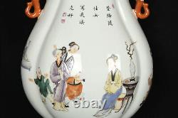 14.6Antique dynasty Porcelain qianlong mark colour enamels character story vase