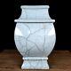 14.7 Chinese Antique Porcelain Qing Dynasty White Glaze Ice Crack Square Vase
