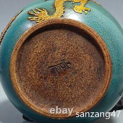 15.3 Antiquated song dynasty Porcelain jun kiln Fambe gilt Dragon Phoenix vase